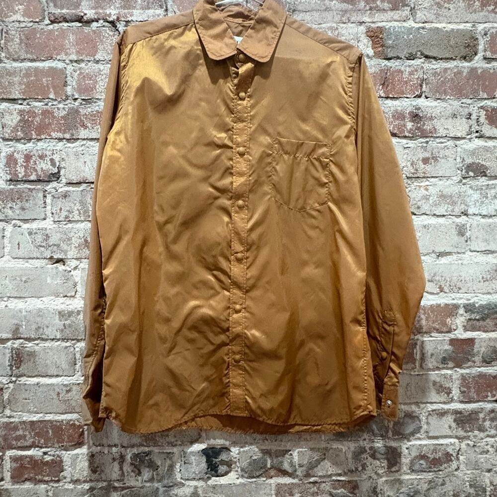 SPRING SALE! Brosbi Vintage Waterproof Coated Button‎ Down Shirt Size Medium - Picture 2 of 6